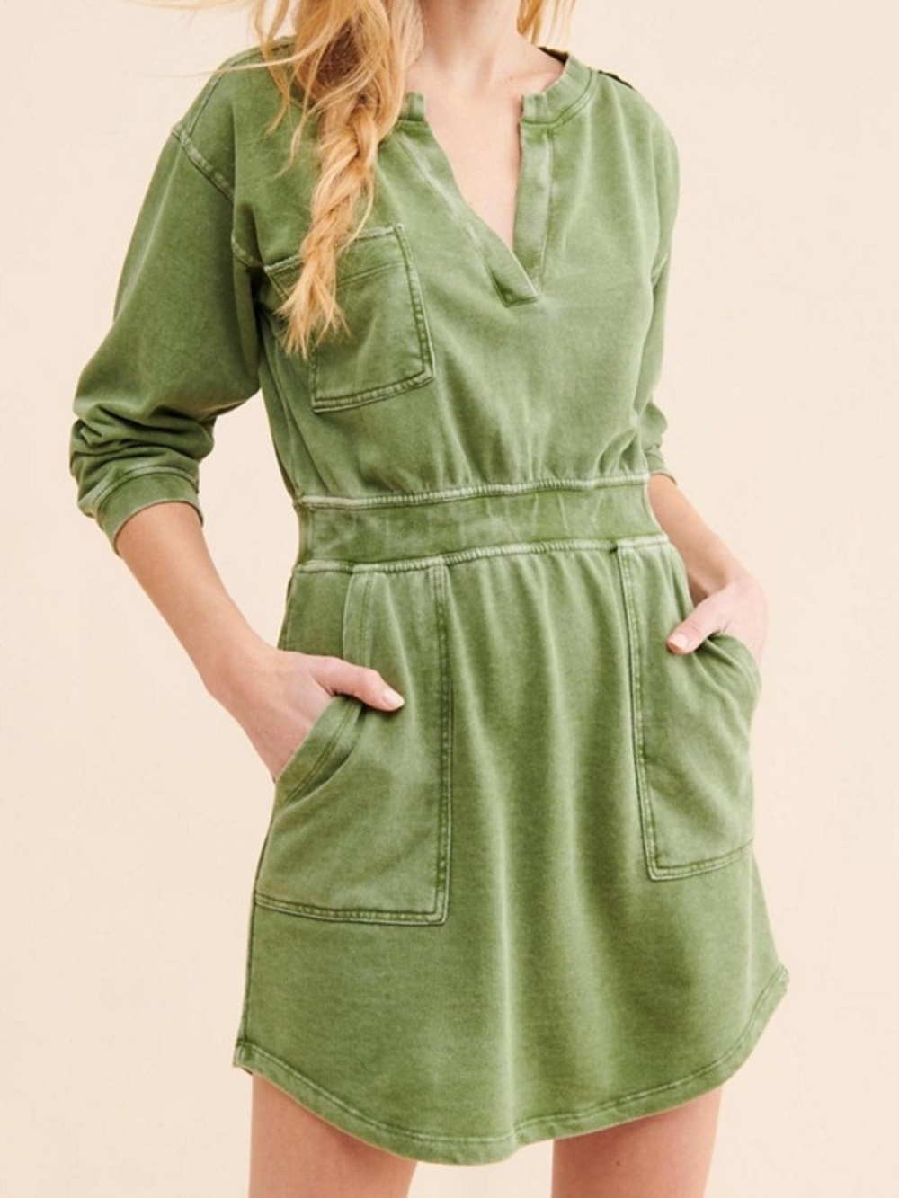 Daily practice Anthropologie Terry Mini Dress green